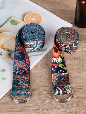 Colored Printed Adjustable Yoga Belt